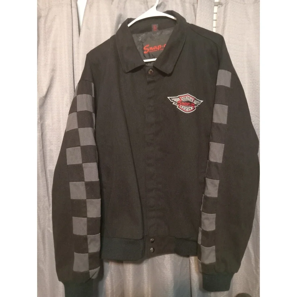 Snap On Tools Mens Mechanic Work Winter Jacket Black Checkered Sleeves Large
